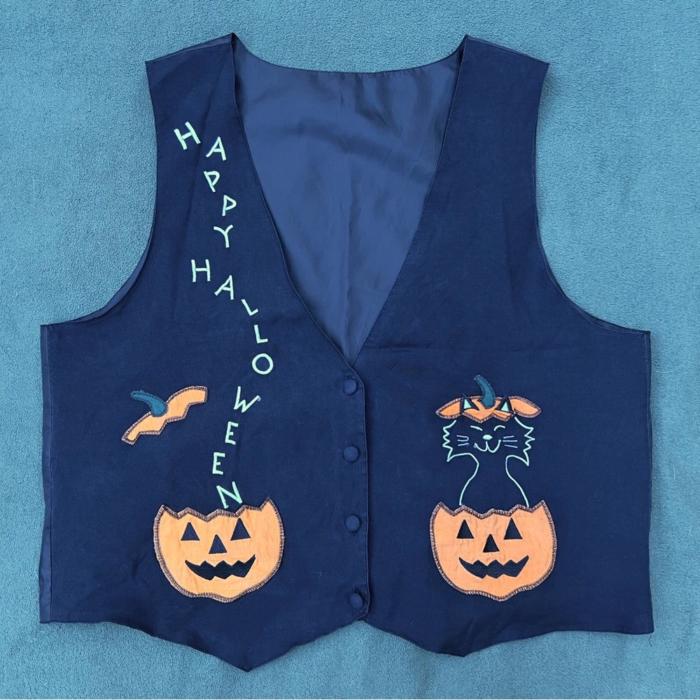 Black Happy Halloween Vest